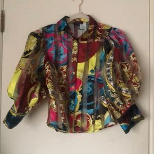 Puffy sleeves art deco blouse purchased at Simons Canada